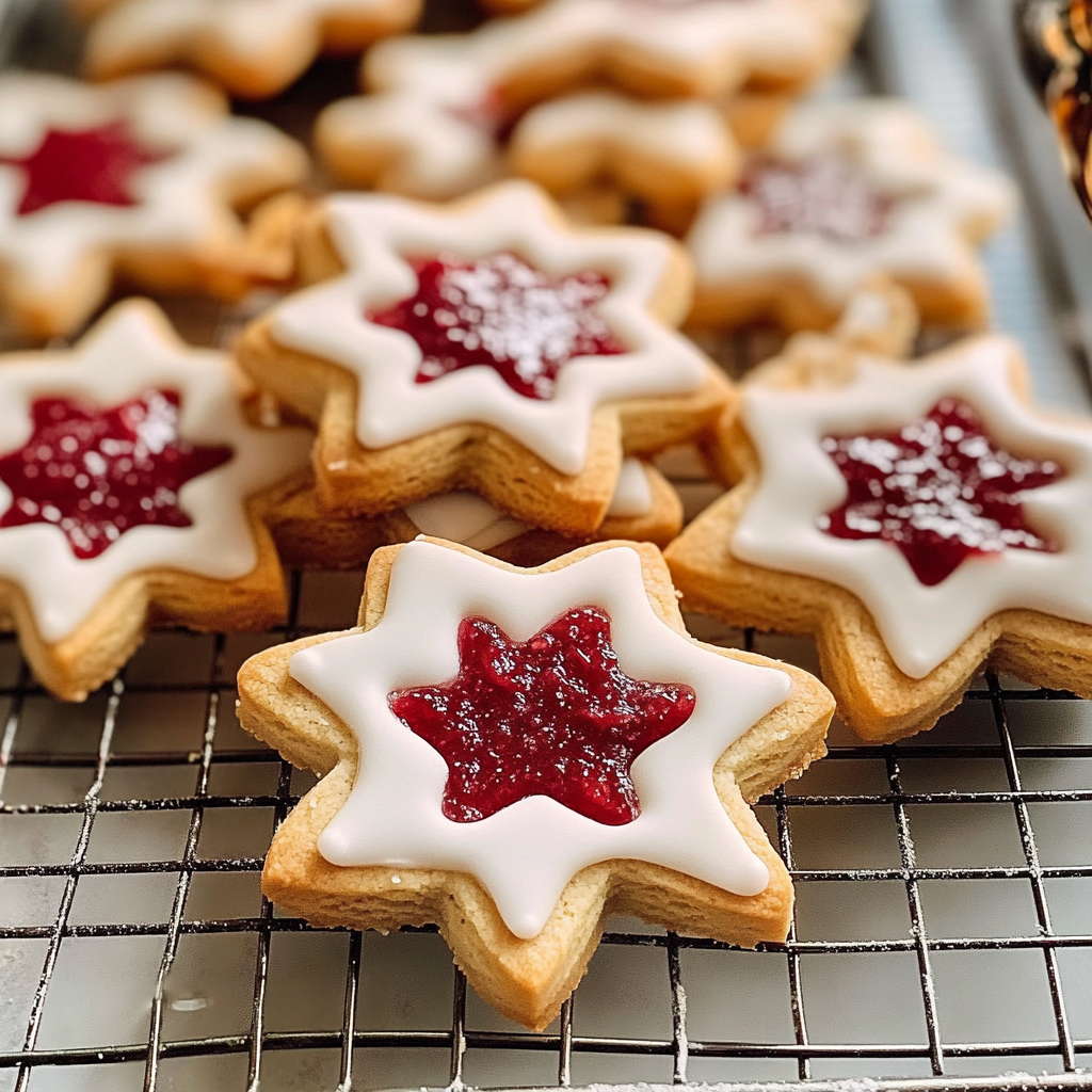 Christmas Cherry Almond Linzer Cookies