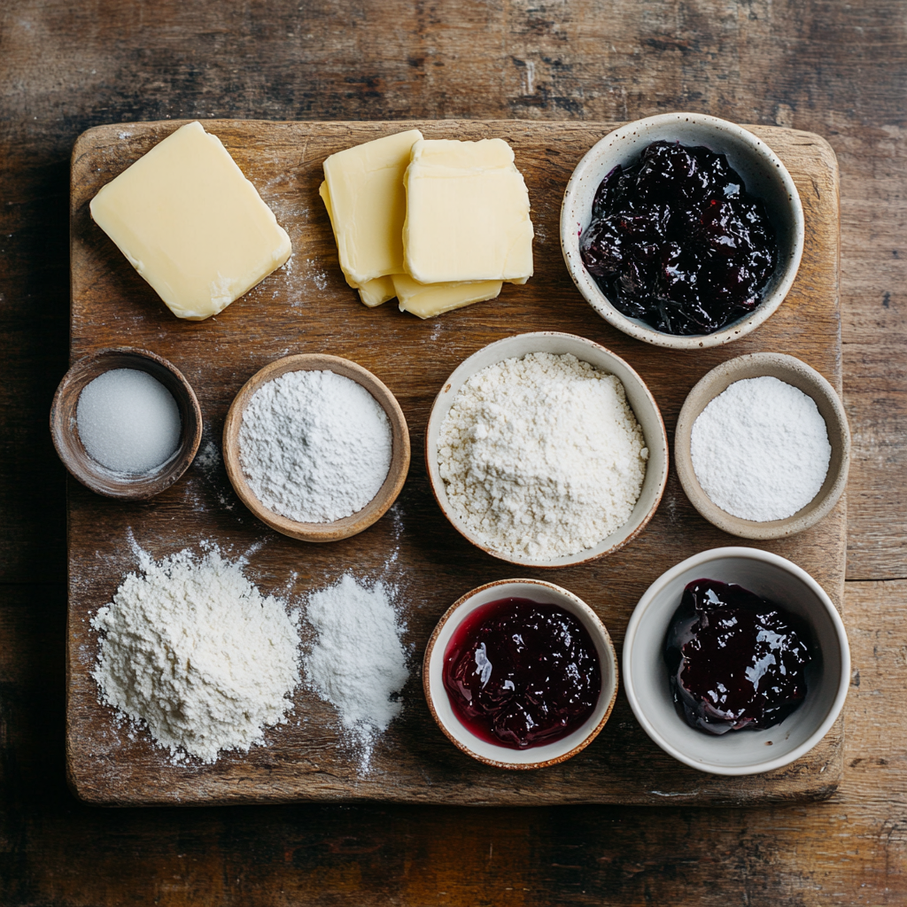 Christmas Cherry Almond Linzer Cookies ingredients