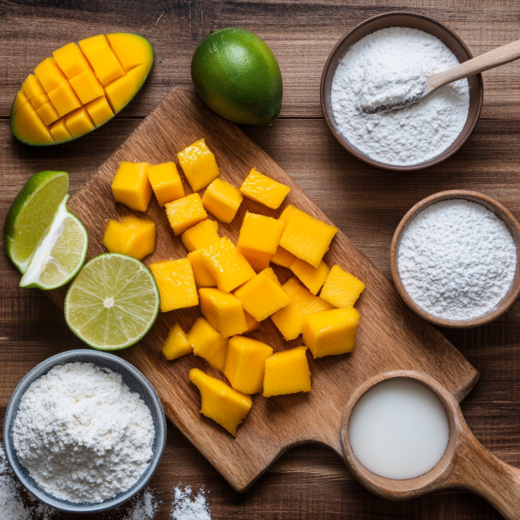 Christmas Mango Bars with Lime Glaze ingredients