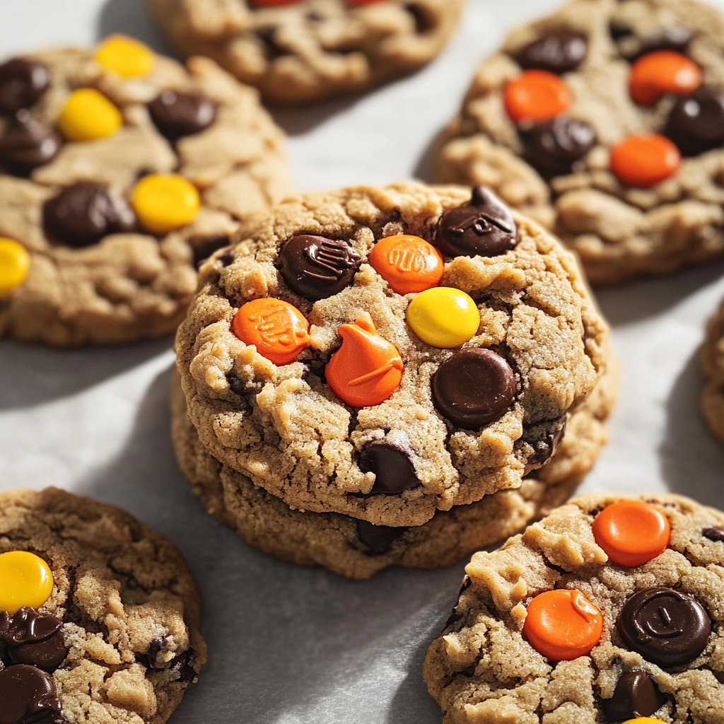 Christmas Reese's Pieces Peanut Butter Cookies