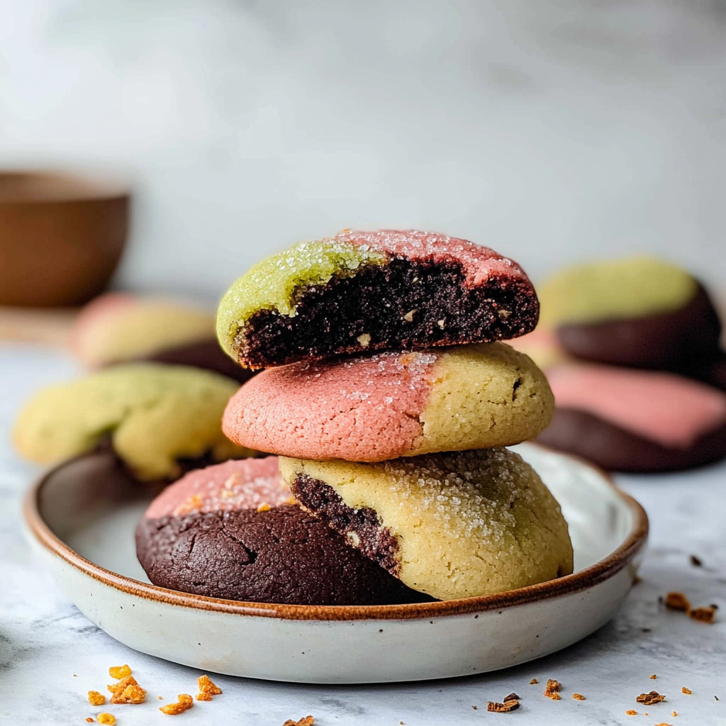 Christmas Spumoni Cookies (Cherry, Pistachio, Chocolate)