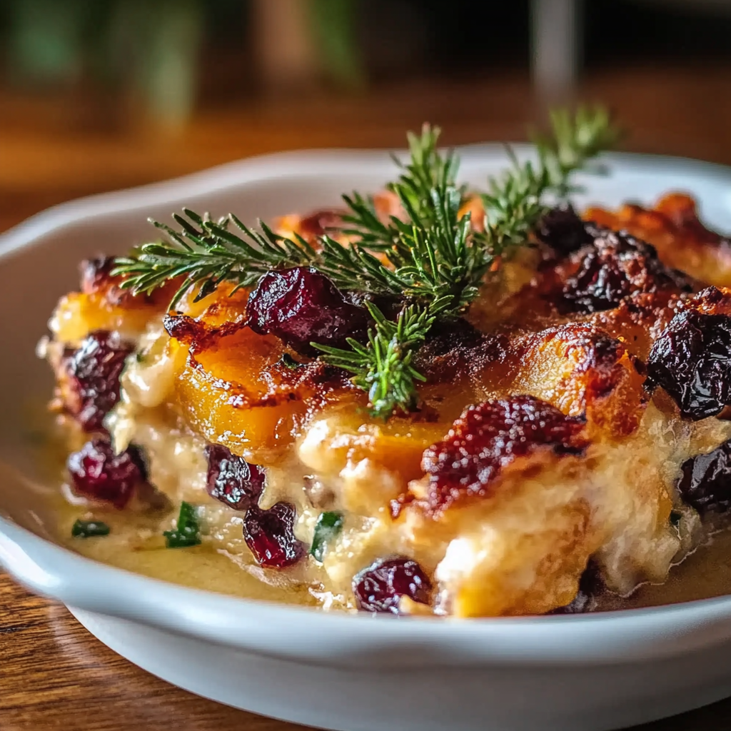 Christmas Sweet Potato & Cranberry Gratin