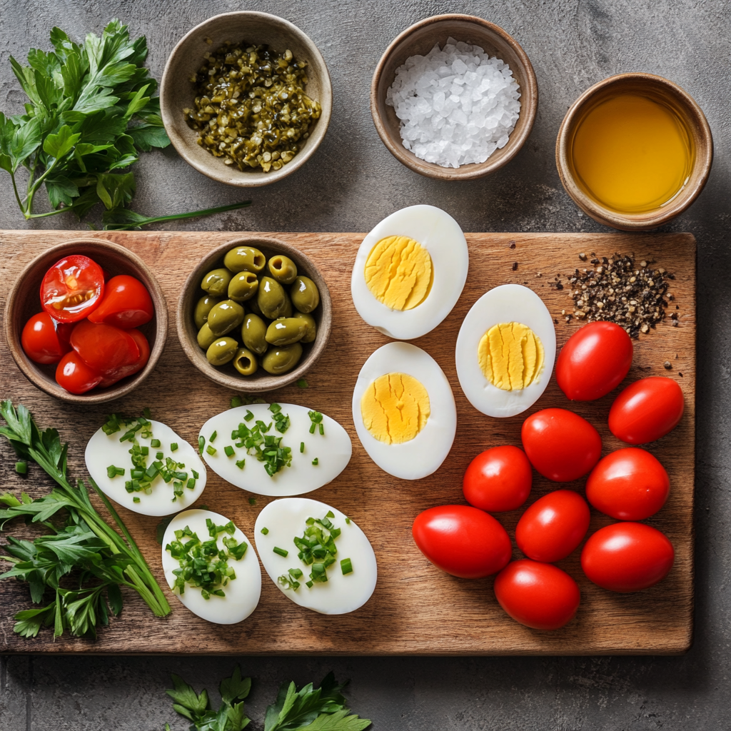 Christmas Tree Deviled Eggs ingredients