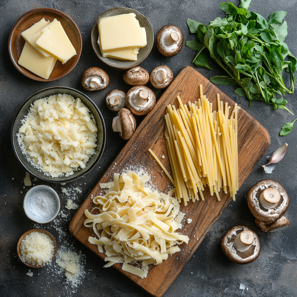 Creamy Mushroom Gruyere Pasta ingredients