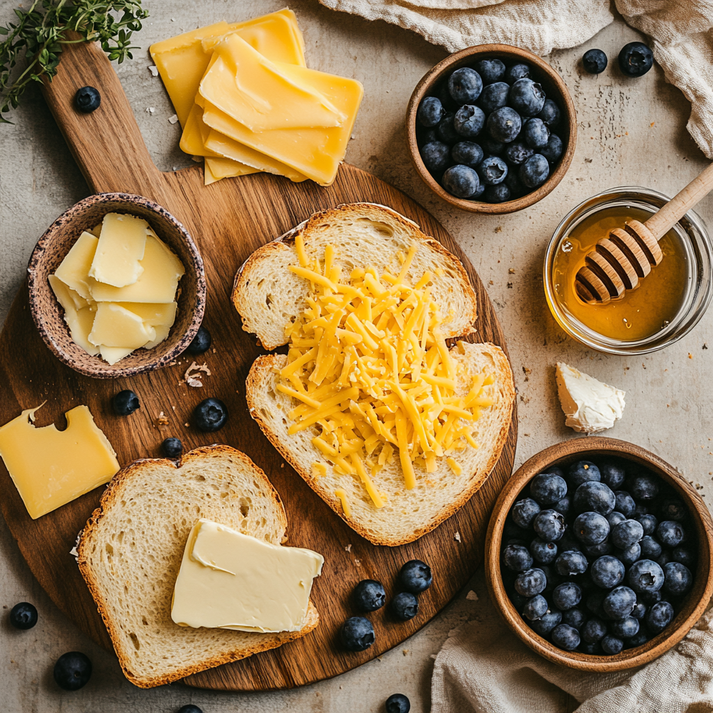 Crispy Blueberry Grilled Cheese ingredients