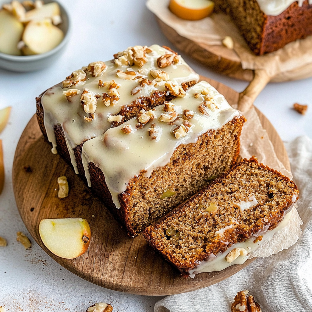 Festive Spiced Apple Zucchini Bread with Cream Cheese Glaze