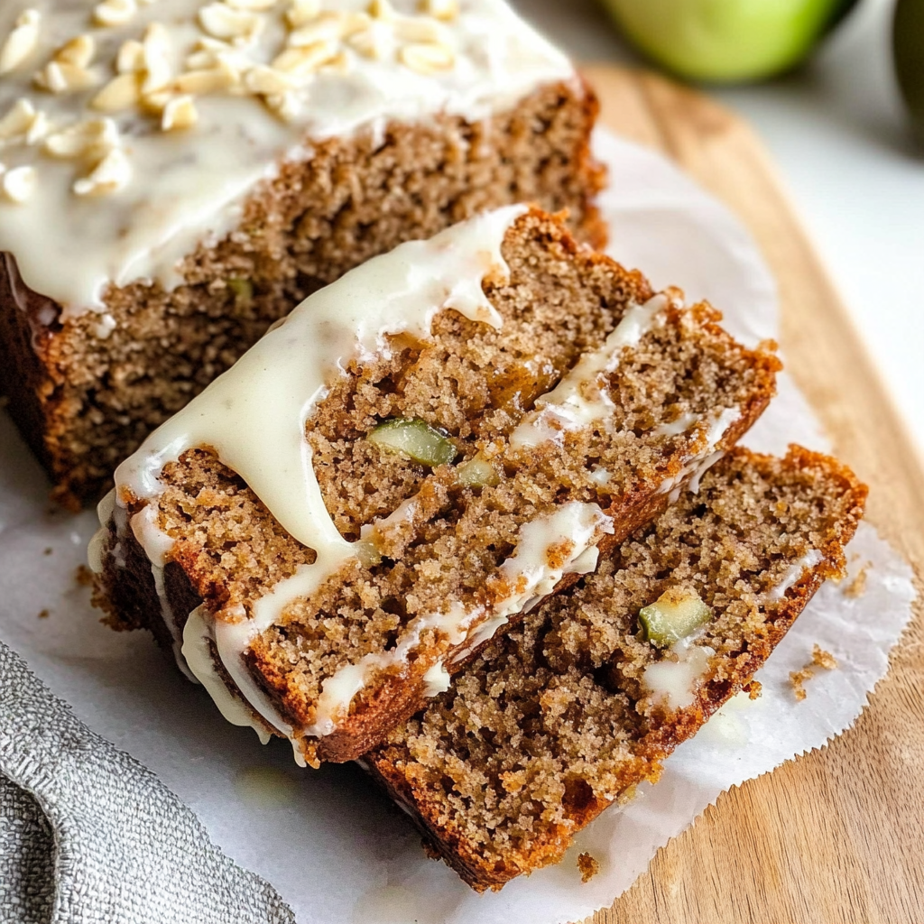 Festive Spiced Apple Zucchini Bread with Cream Cheese Glaze