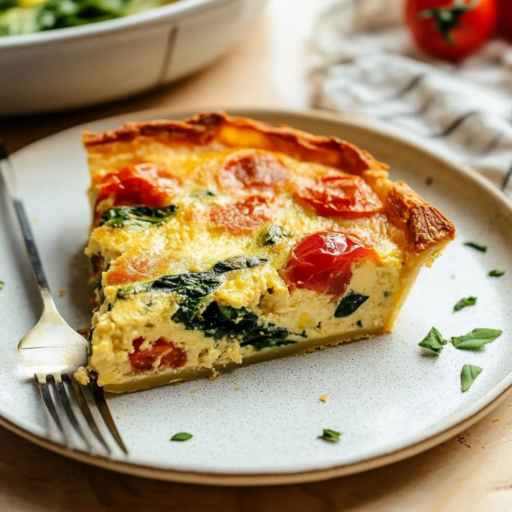 Festive Tomato Basil Tortilla Quiche