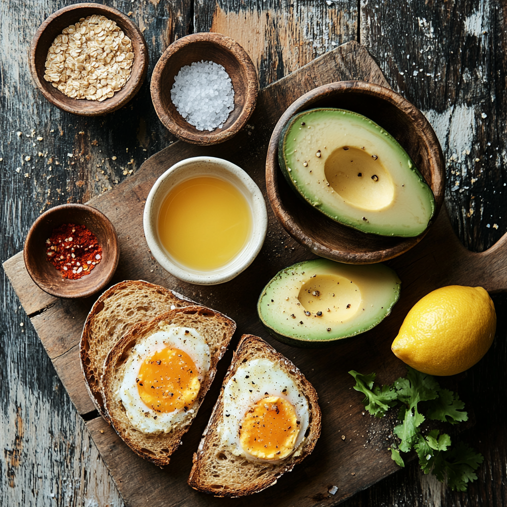 Fried Egg Avocado Toast with Chili Crunch ingredients
