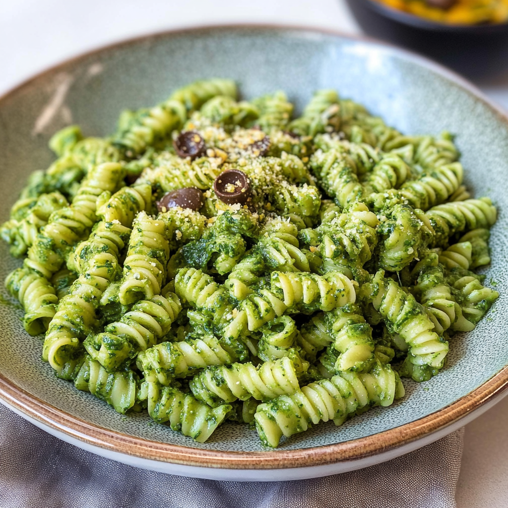 Green Pasta with Spinach Silken Tofu Sauce
