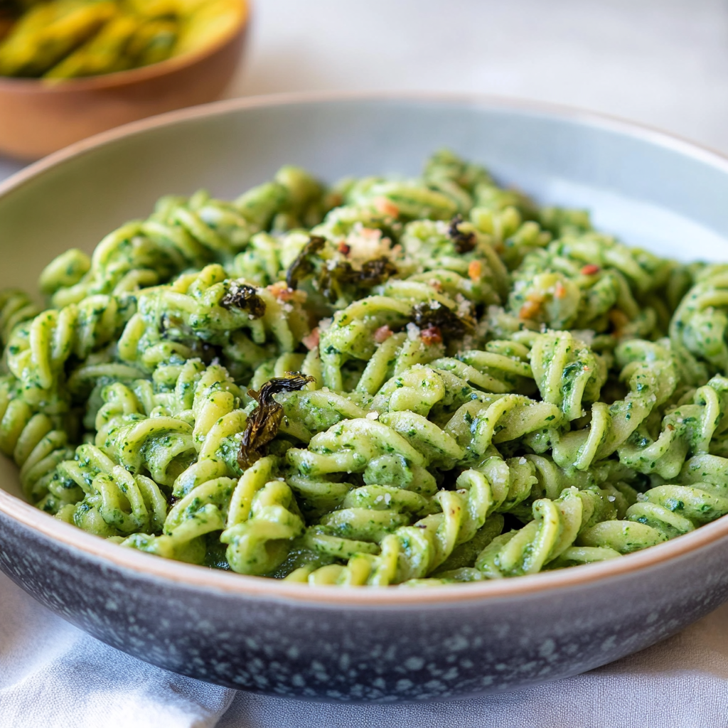 Green Pasta with Spinach Silken Tofu Sauce