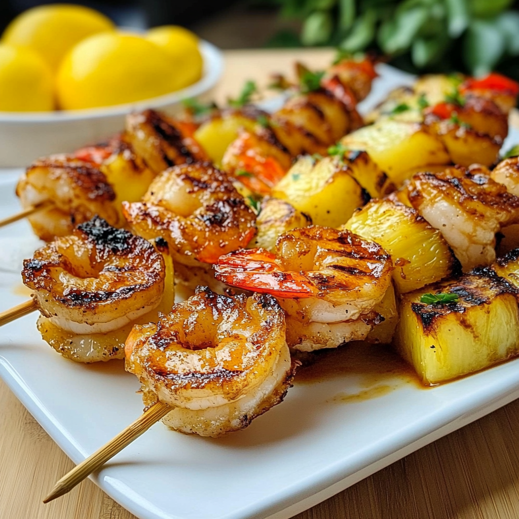 Grilled Jerk Shrimp and Pineapple Skewers