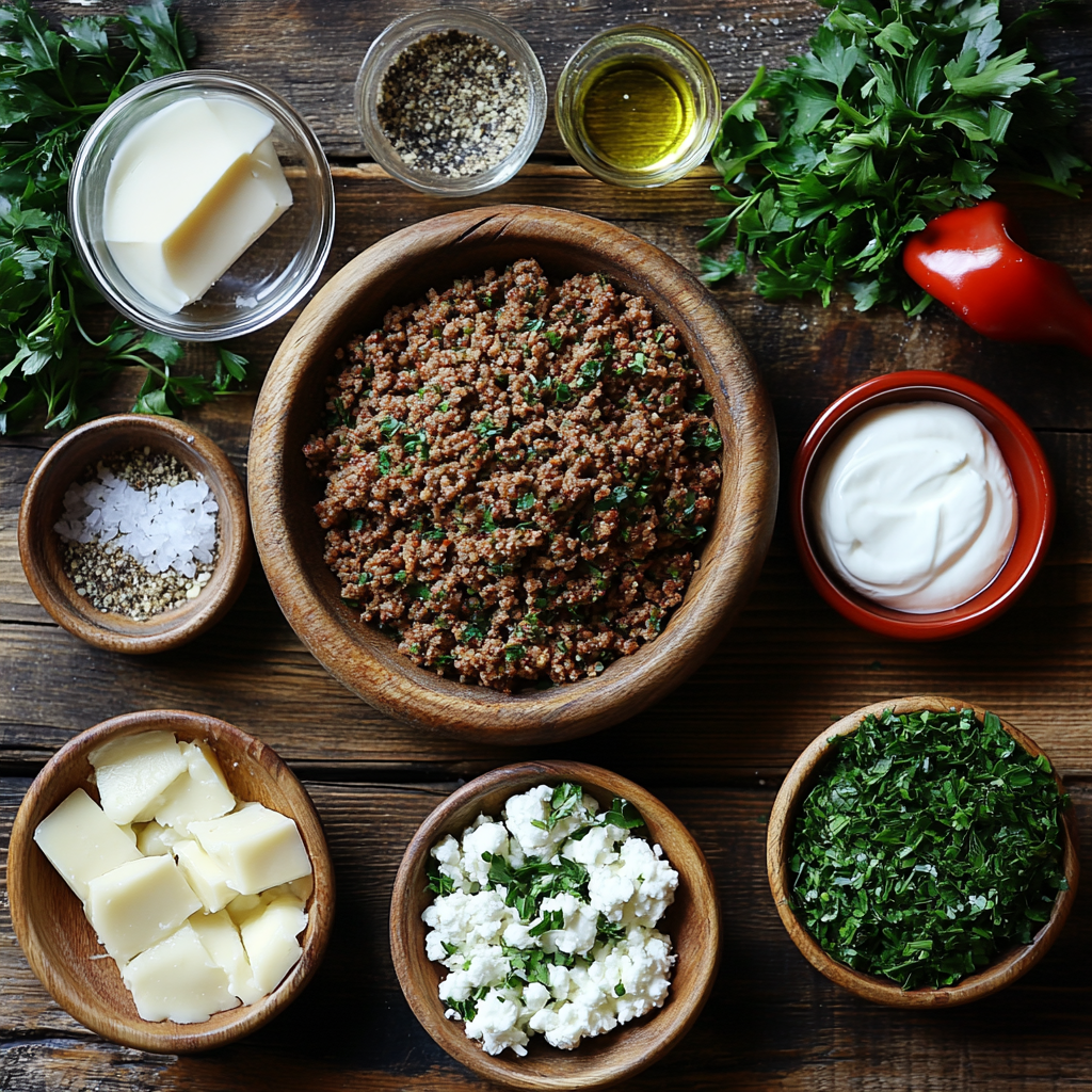 Harissa Meatballs with Whipped Feta ingredients