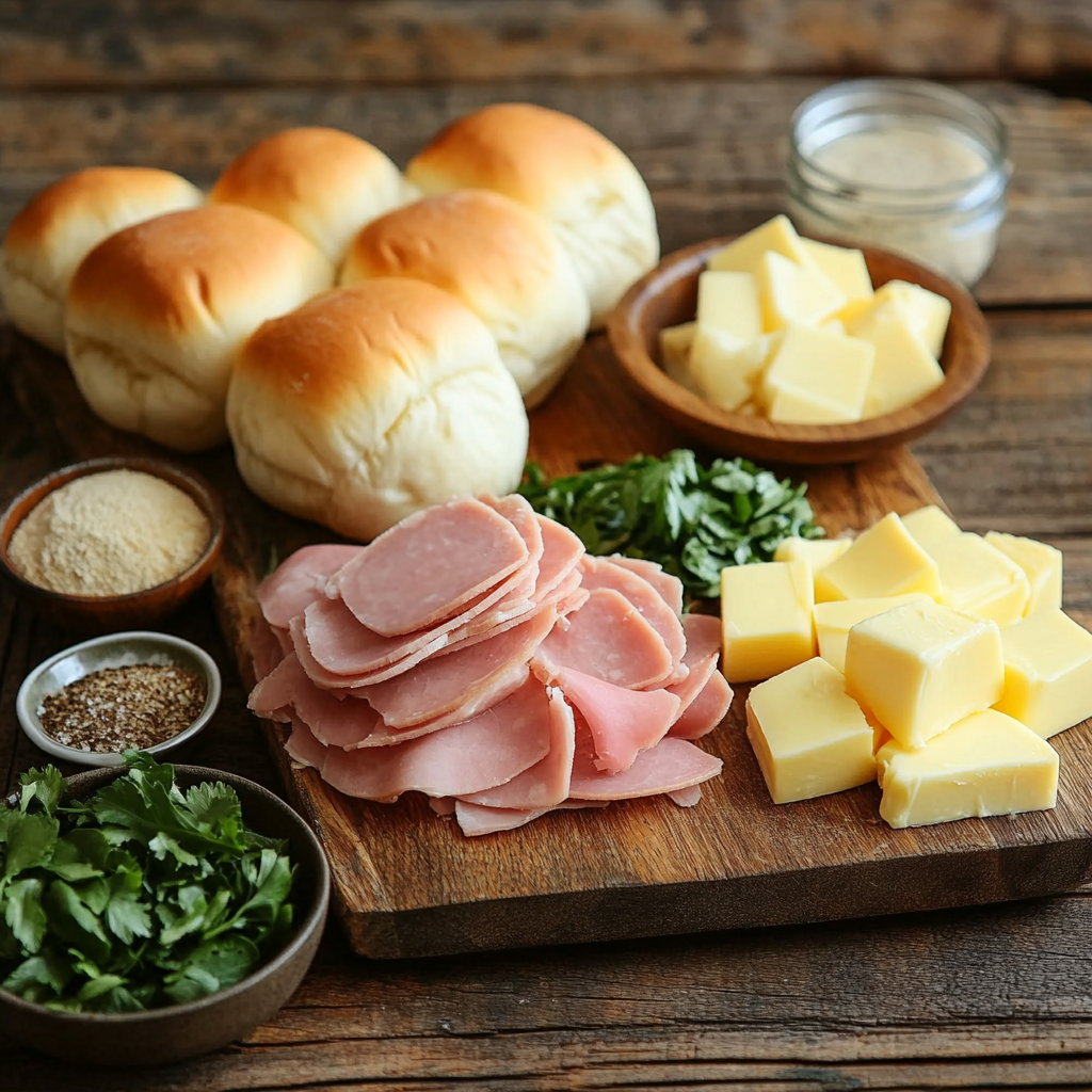 Holiday Hot Ham and Cheese Sliders ingredients