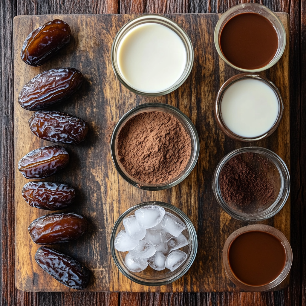 Holiday Tahini Chocolate Coffee Date Shake ingredients