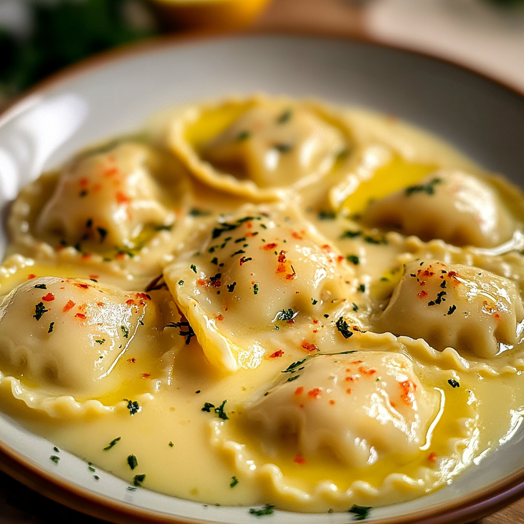 Lobster Ravioli in Lemon Butter Sauce