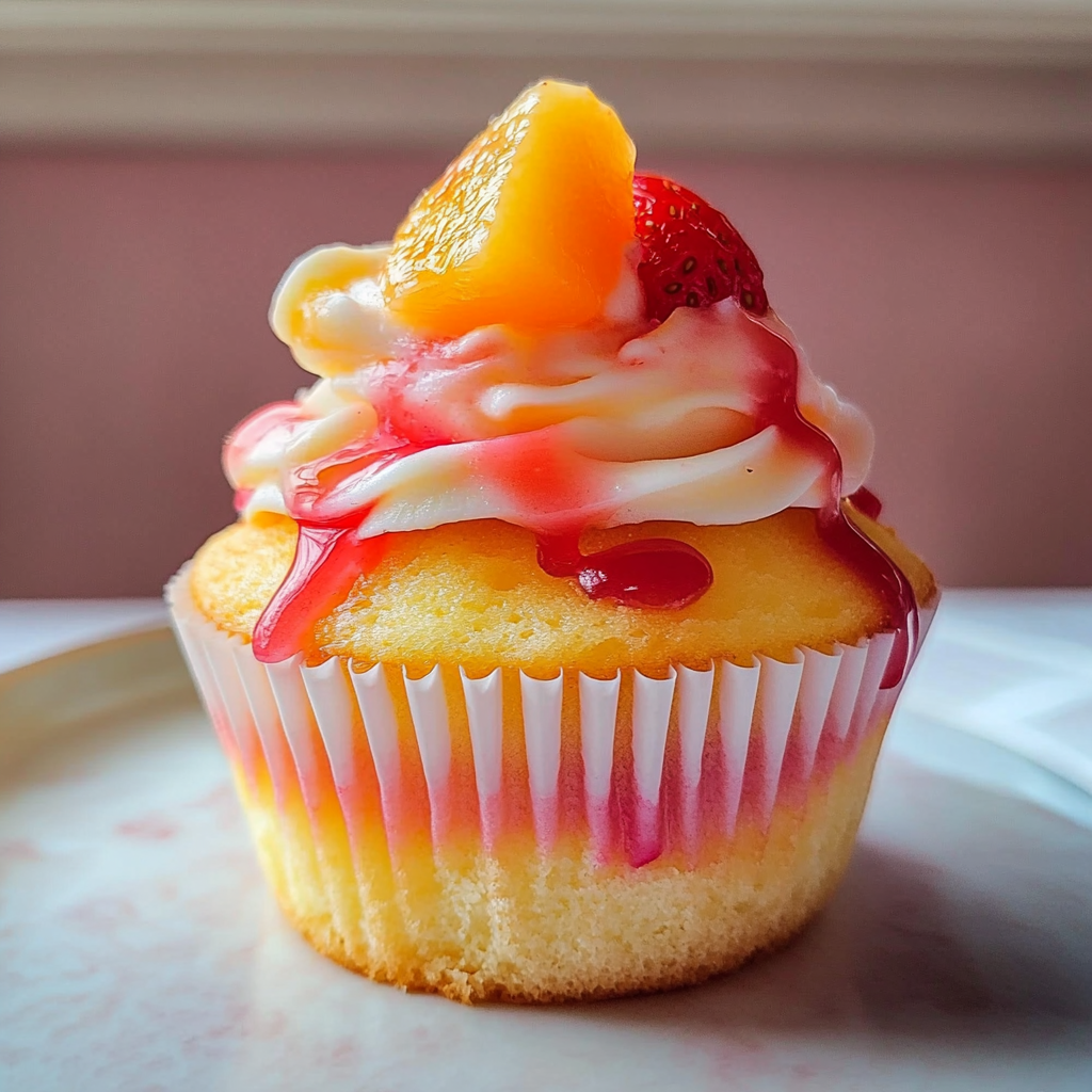 Mango Strawberry Sunset Cupcakes