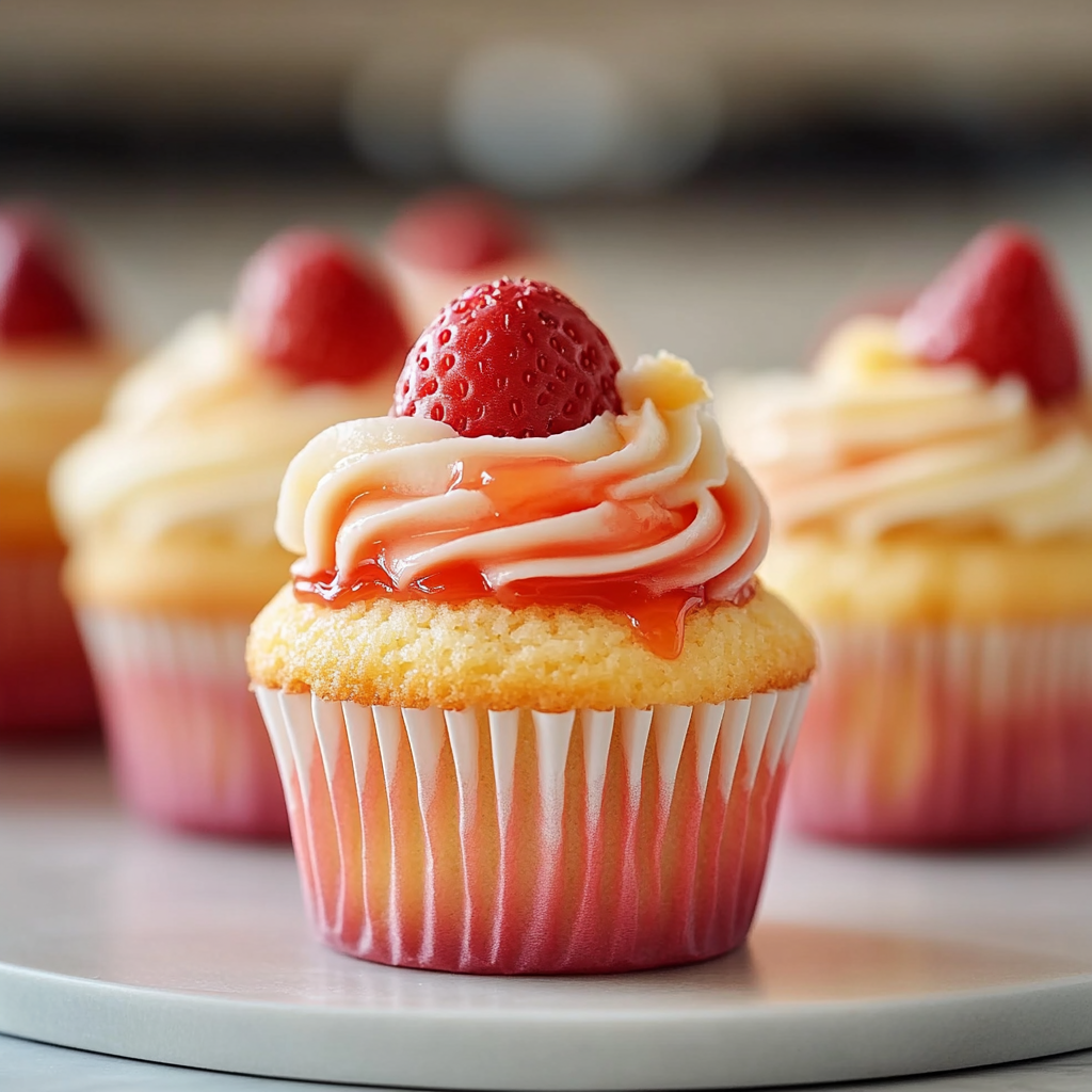 Mango Strawberry Sunset Cupcakes