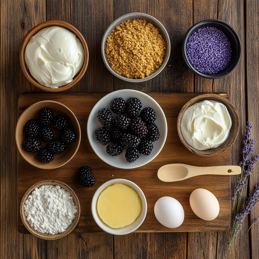 Mini Blackberry Lavender Cheesecakes ingredients