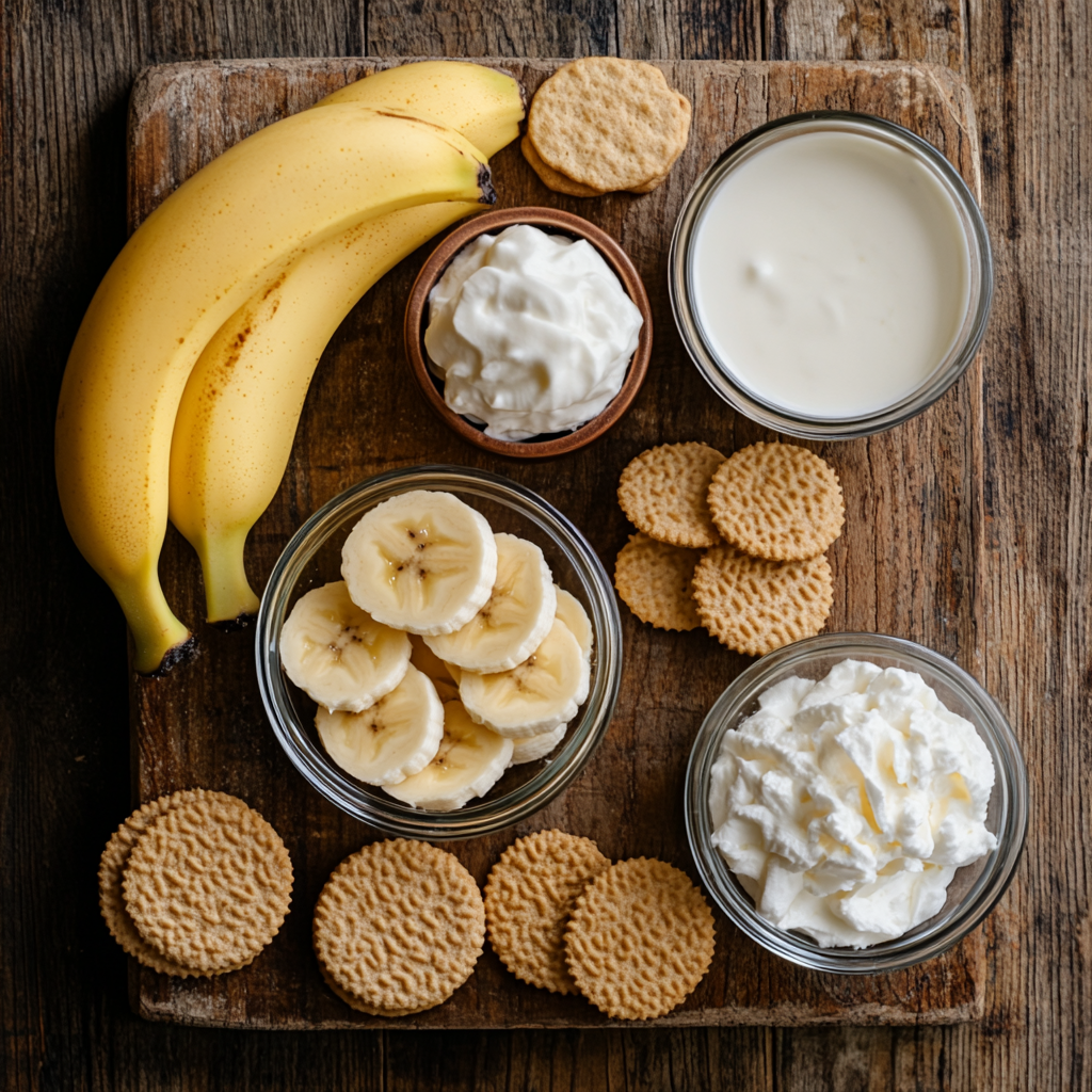 No Bake Banana Pudding ingredients
