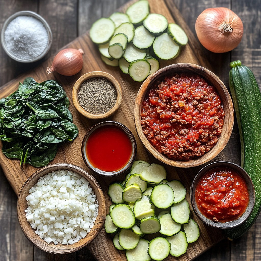 Paleo Zucchini Lasagna ingredients