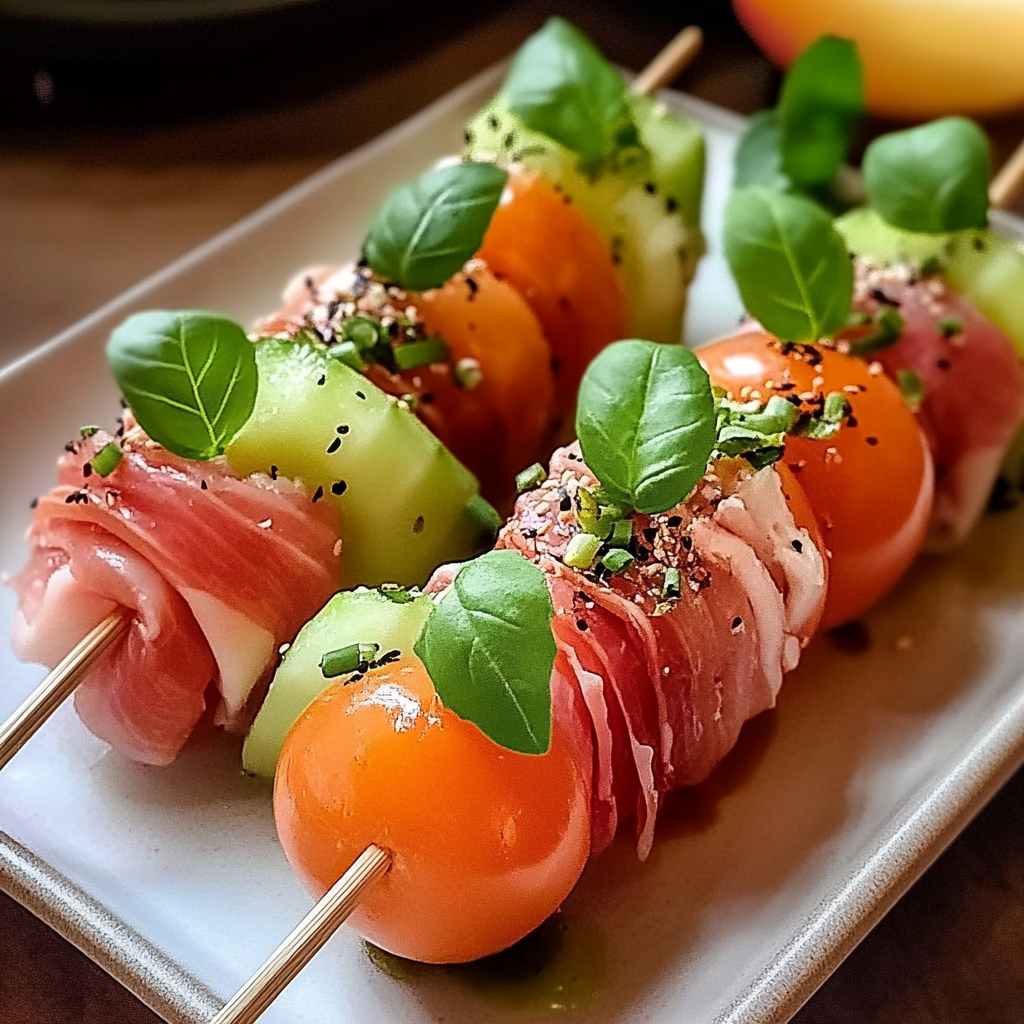 Prosciutto-Wrapped Melon Skewers
