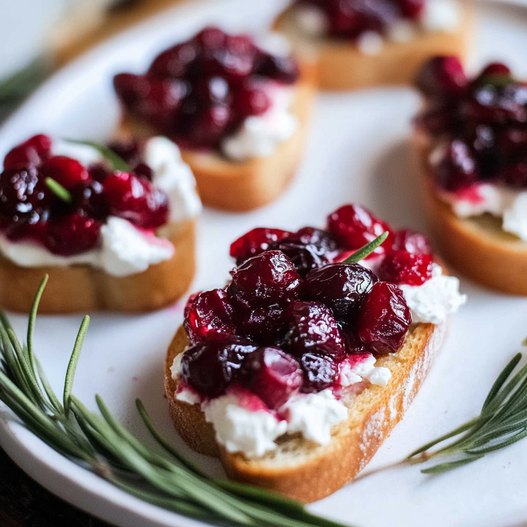 Roasted Cranberry and Goat Cheese Crostini