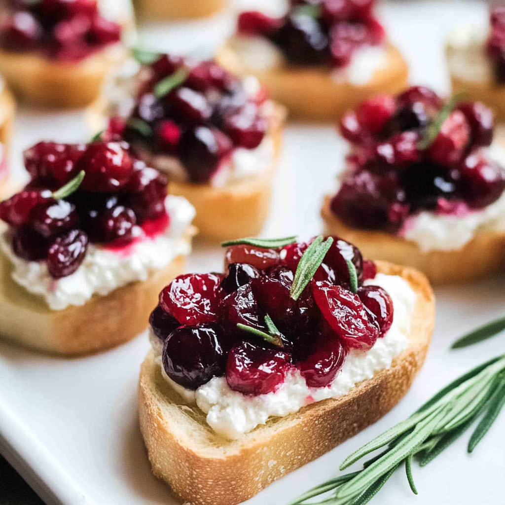 Roasted Cranberry and Goat Cheese Crostini