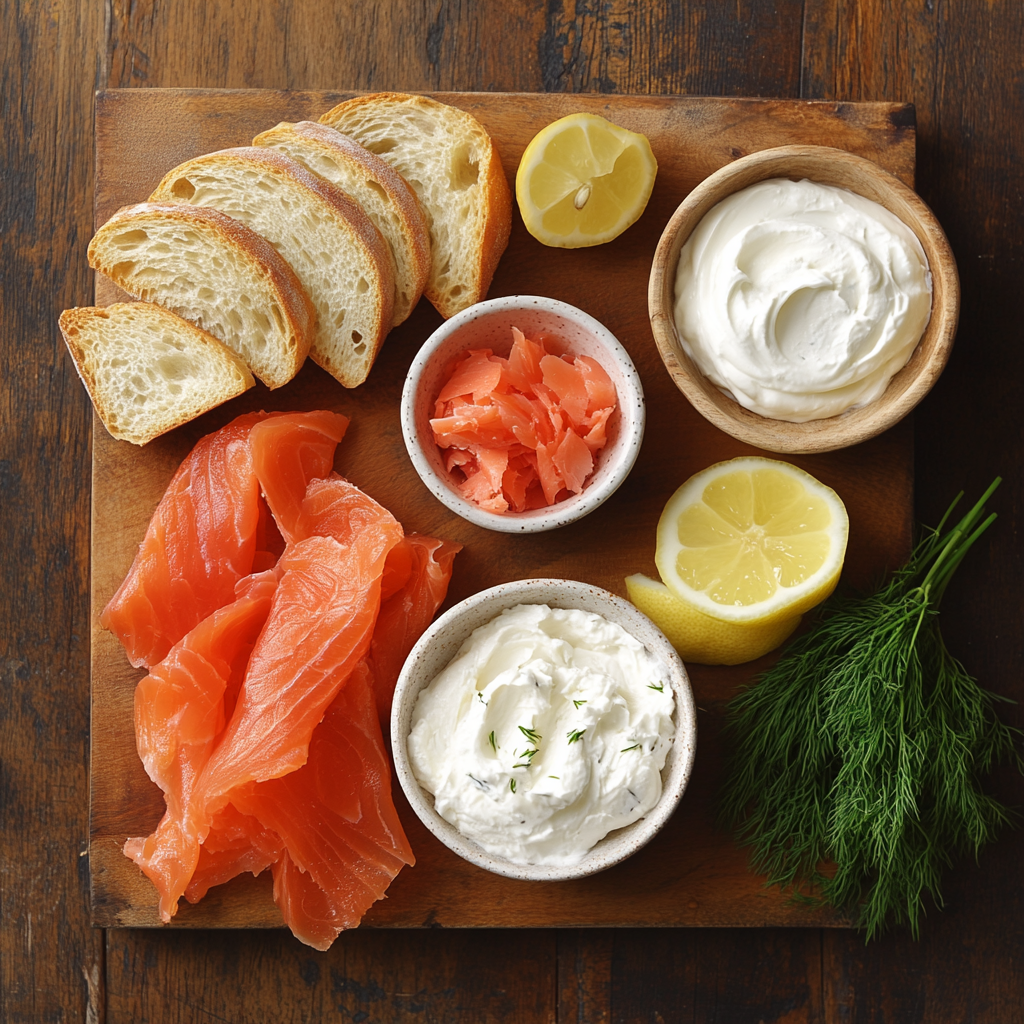 Smoked Salmon Crostini ingredients