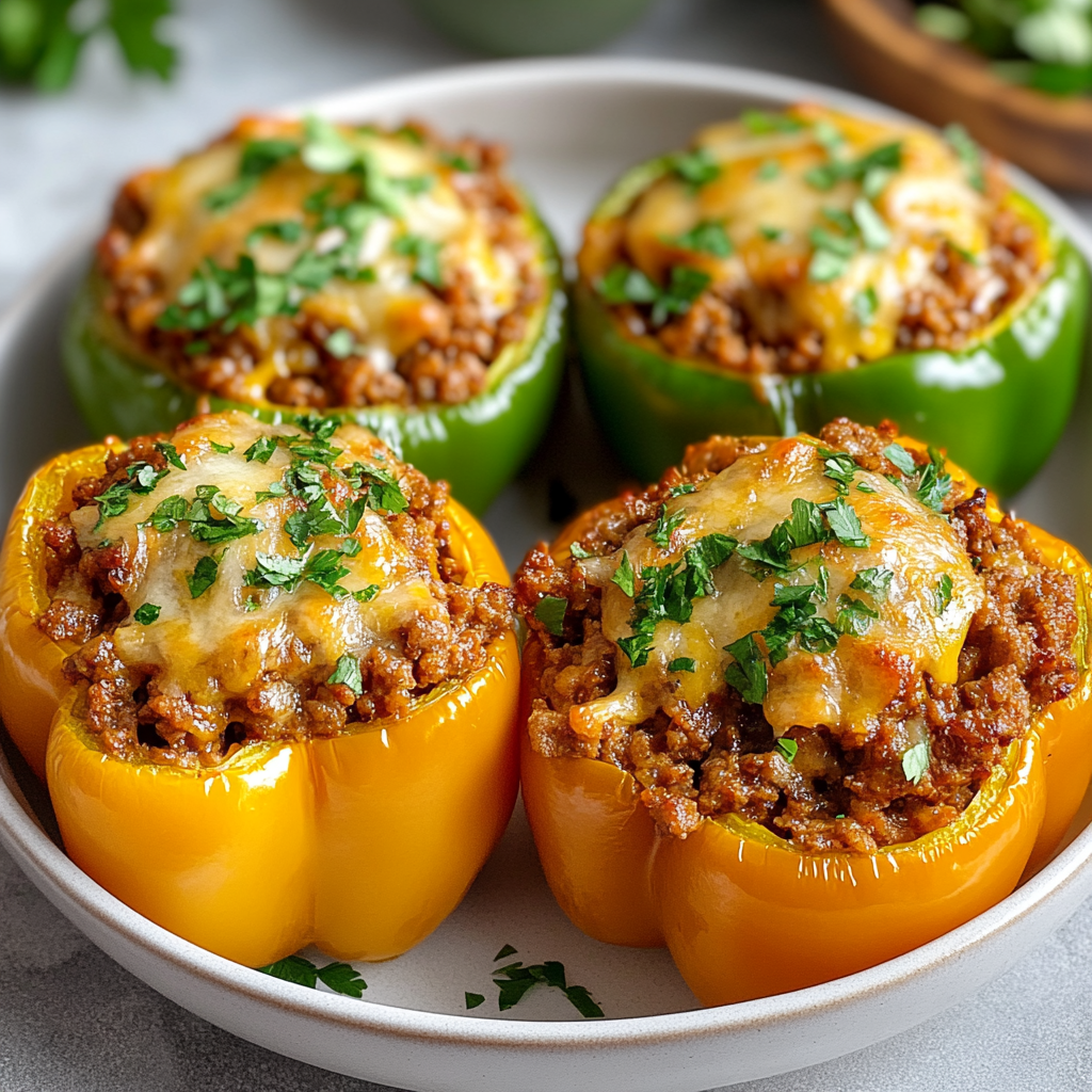 Stuffed Bell Peppers with Beef (No Rice)