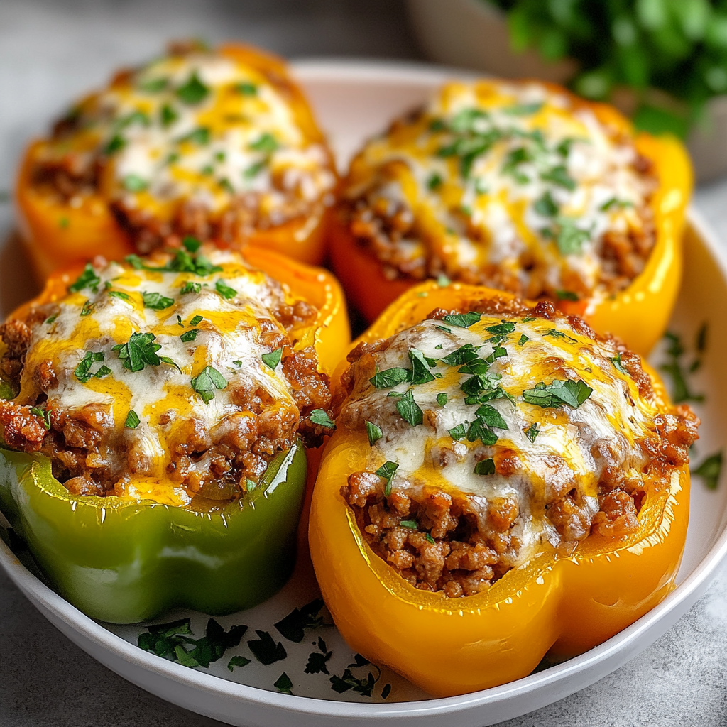 Stuffed Bell Peppers with Beef (No Rice)