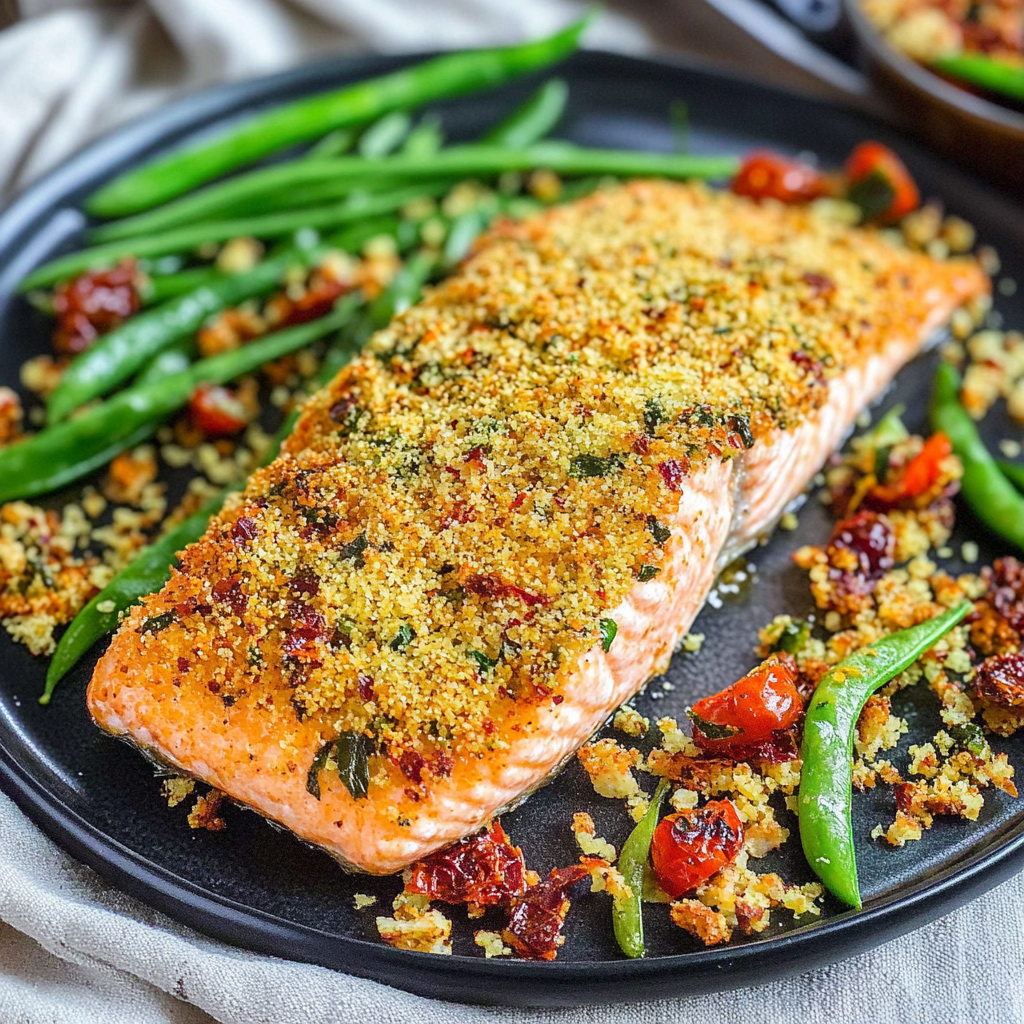 Sun-Dried Tomato Parmesan Crusted Salmon