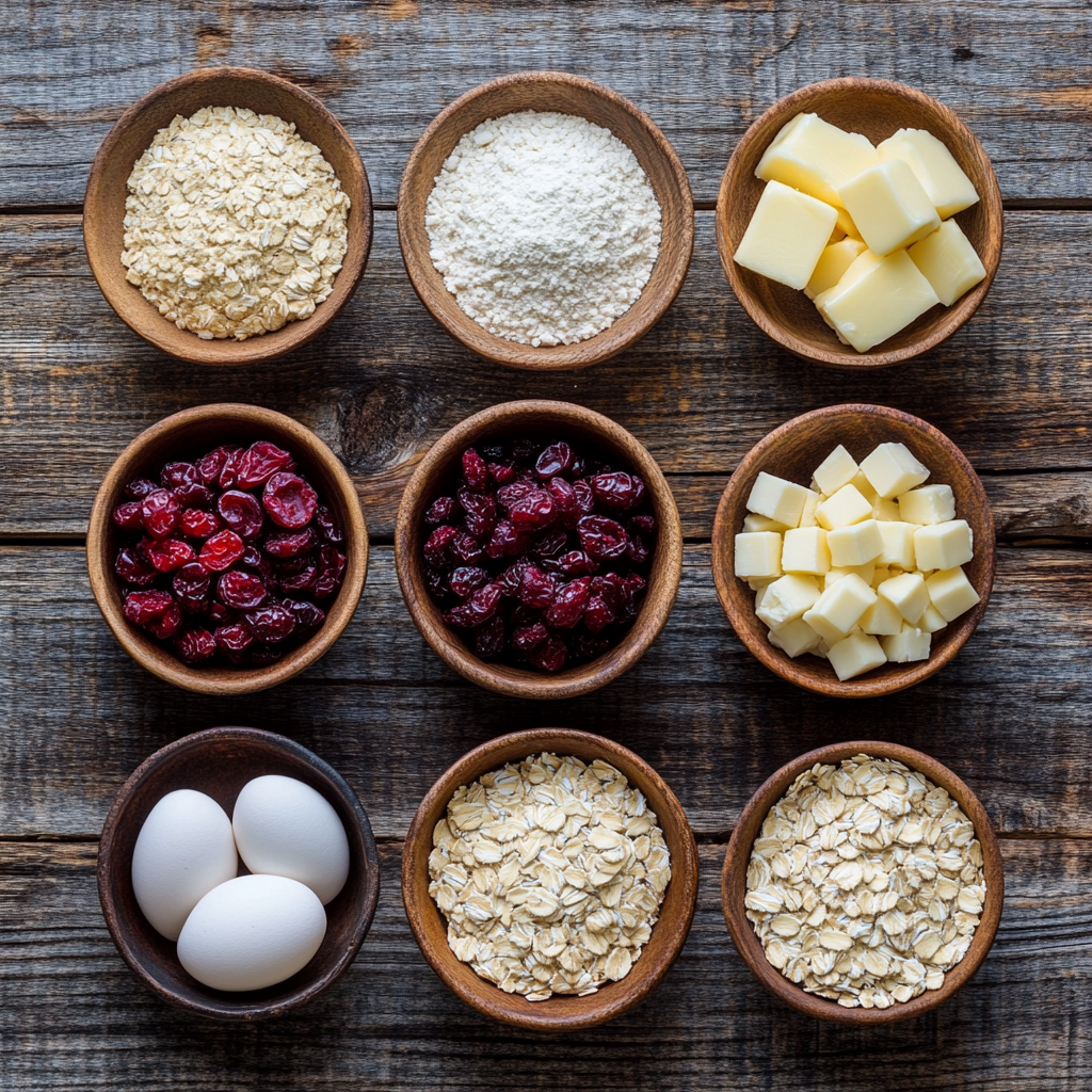 White Chocolate Dipped Cranberry Oatmeal Cookies ingredients