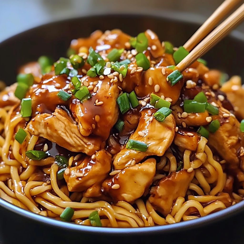 Sticky Garlic Chicken Noodles