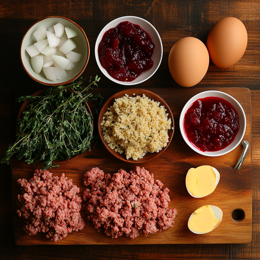 Beef Sausage Stuffing Bites & Cranberry Dip ingredients