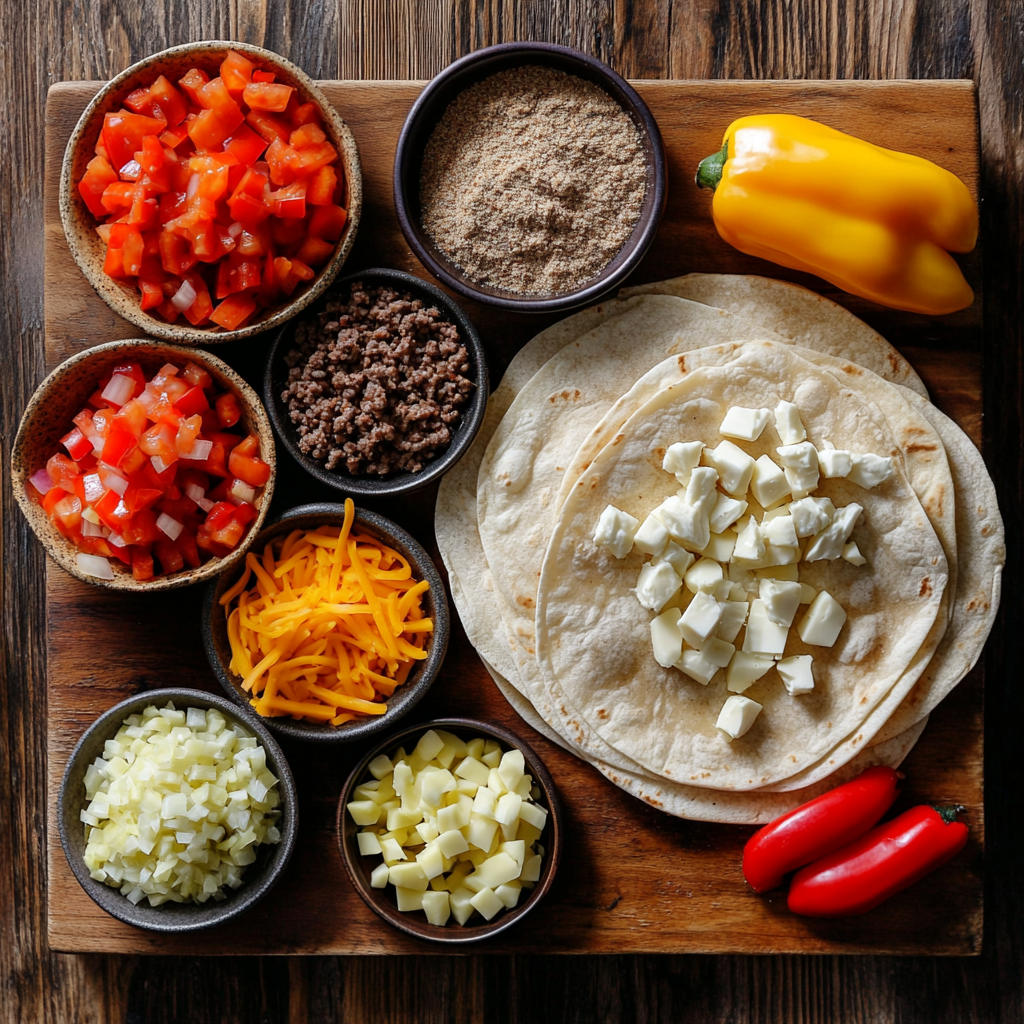 Beef and Cheese Chimichangas ingredients