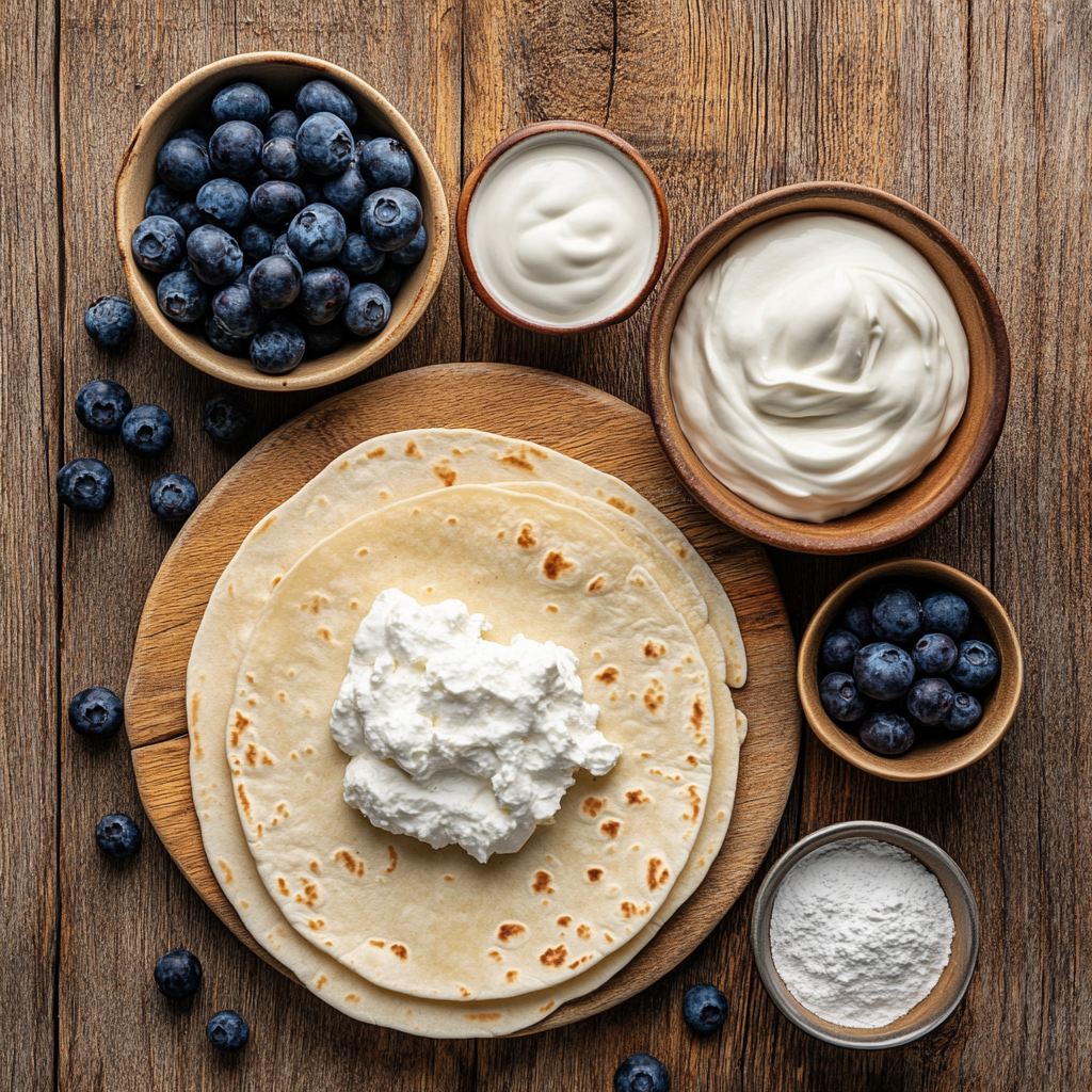 Blueberry Cheesecake Tacos ingredients