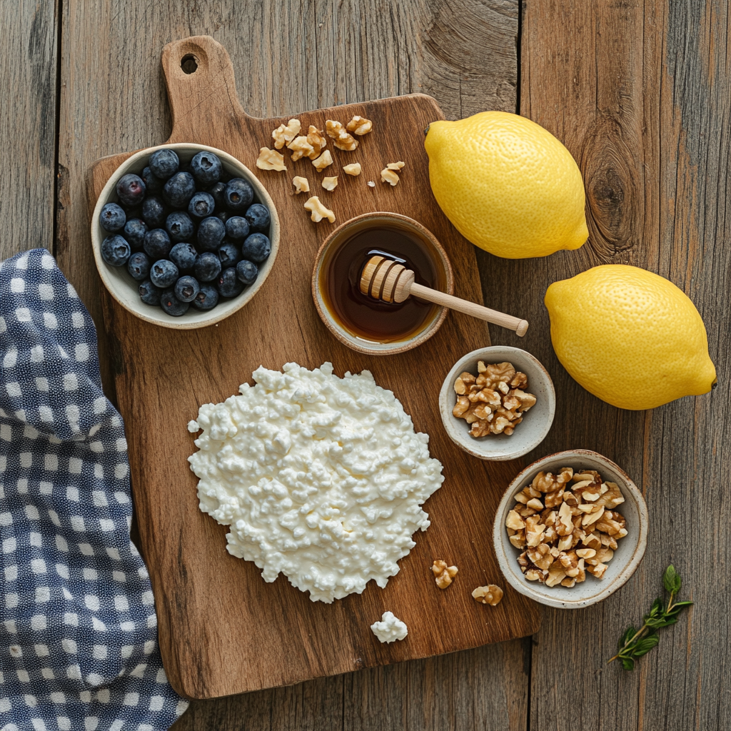 Blueberry and Lemon Zest Cottage Cheese Bites ingredients