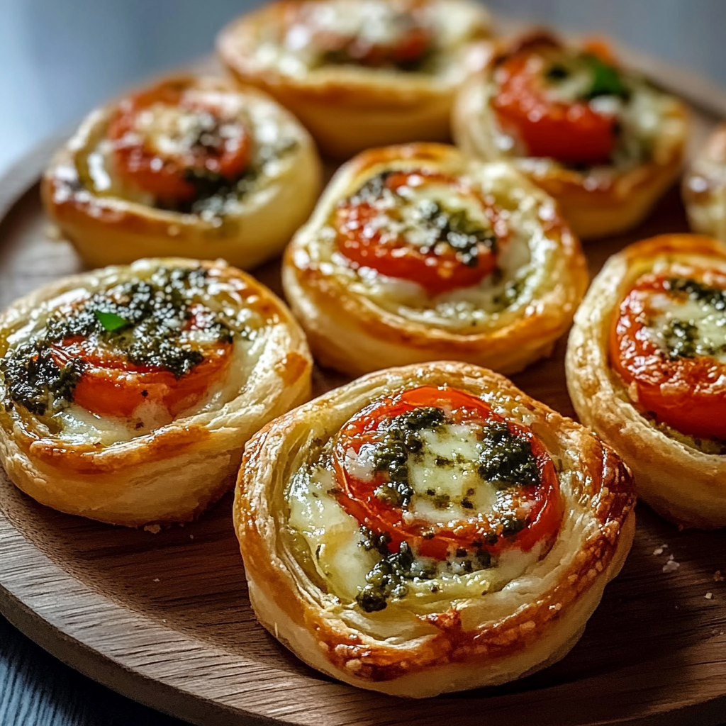 Caprese Pesto Puff Pastry Bites