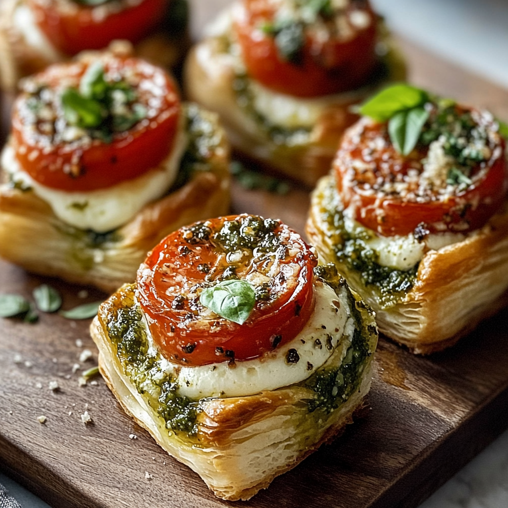Caprese Pesto Puff Pastry Bites