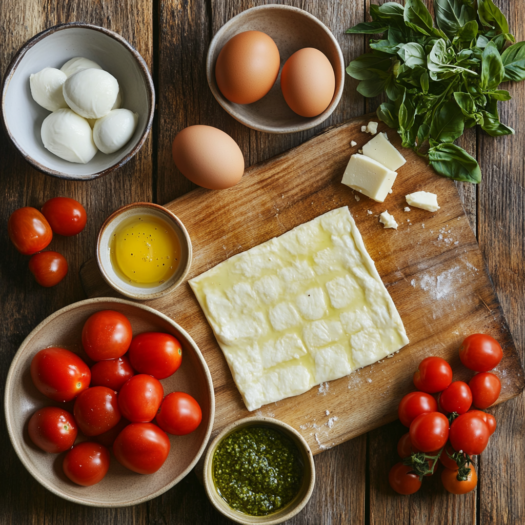 Caprese Pesto Puff Pastry Bites ingredients