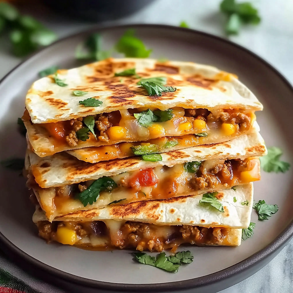 Cheesy Ground Turkey Quesadillas