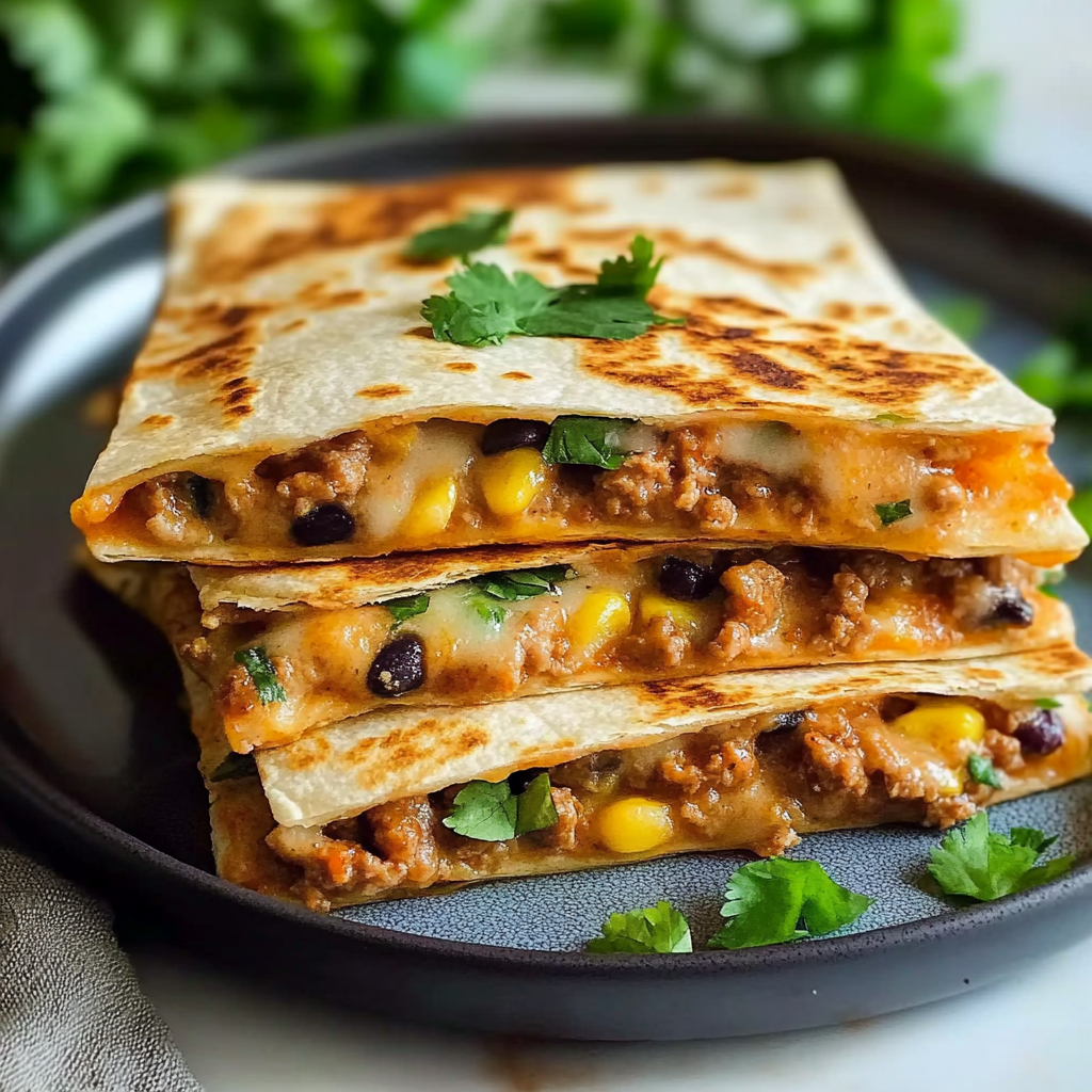 Cheesy Ground Turkey Quesadillas