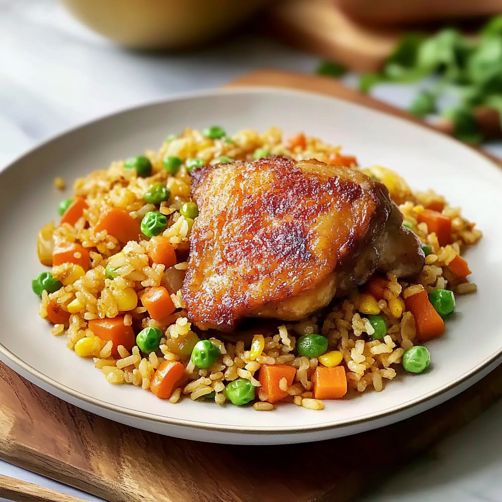 Chicken Thighs with Fried Rice
