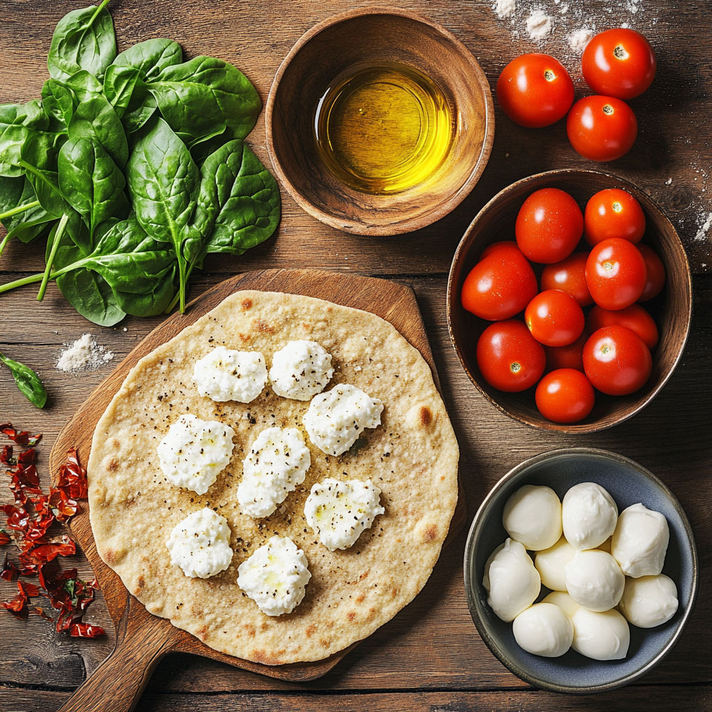 Cottage Cheese Flatbread Pizza ingredients