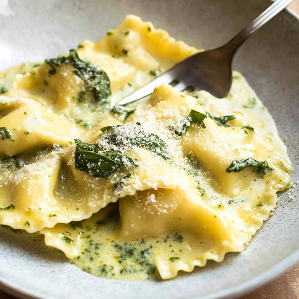 Creamy Pesto Ravioli