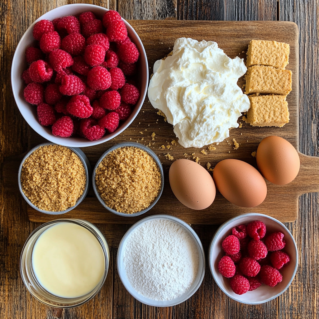 Creamy Raspberry Cheesecake ingredients