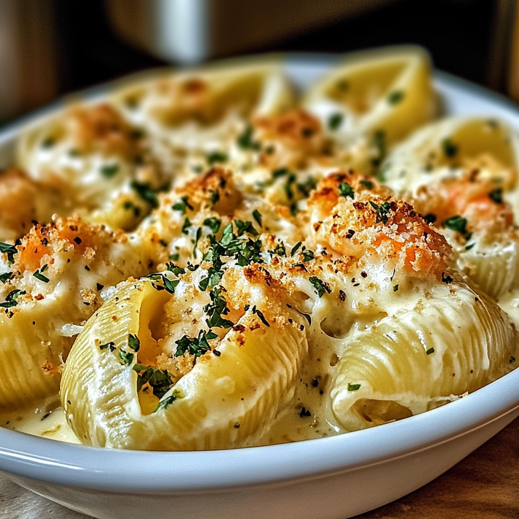 Creamy Seafood Stuffed Shells