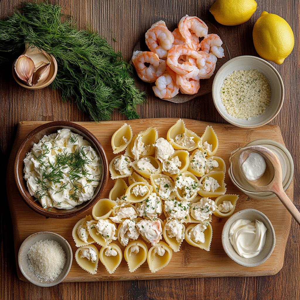 Creamy Seafood Stuffed Shells ingredients