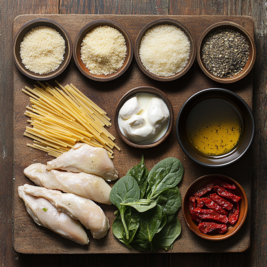 Creamy Tuscan Chicken Pasta ingredients